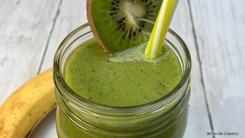 Nourish and heal with a green smoothie made from kiwi, banana, and spinach.