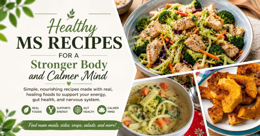 Browse simple, healthy MS recipes made with real foods to support energy, gut health, and a calmer body. Find main meals, side dishes, soups, salads, and more.