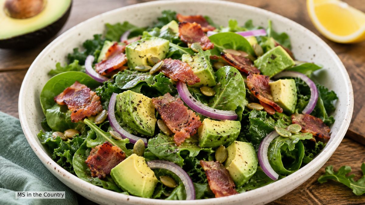 Bacon Avocado Salad with Pumpkin Seeds (A Family Favorite MS-Friendly Salad)